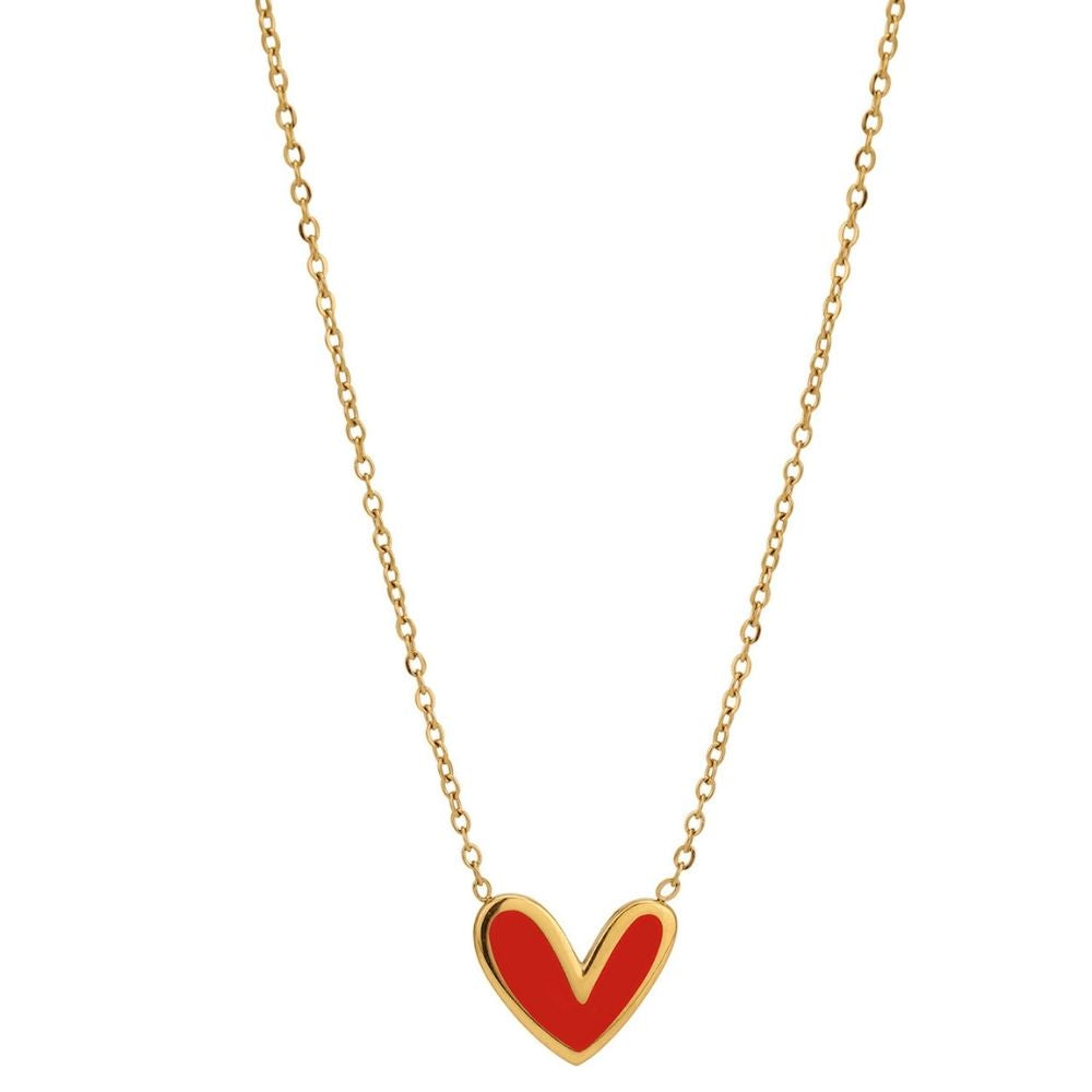 red heart enamel pendant necklace valentine jewellery