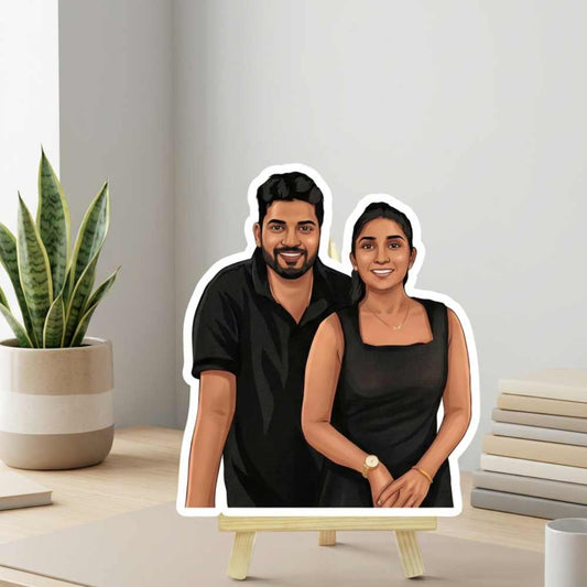 Moskai Modern Couple Custom Caricature – Black Theme Personalised Photo Standee Gift