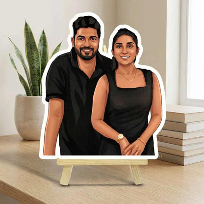 Moskai Modern Couple Custom Caricature – Black Theme Personalised Photo Standee Gift