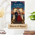 Moskai Personalised Wedding Caricature with Name & Date – Custom Couple Illustration Gift