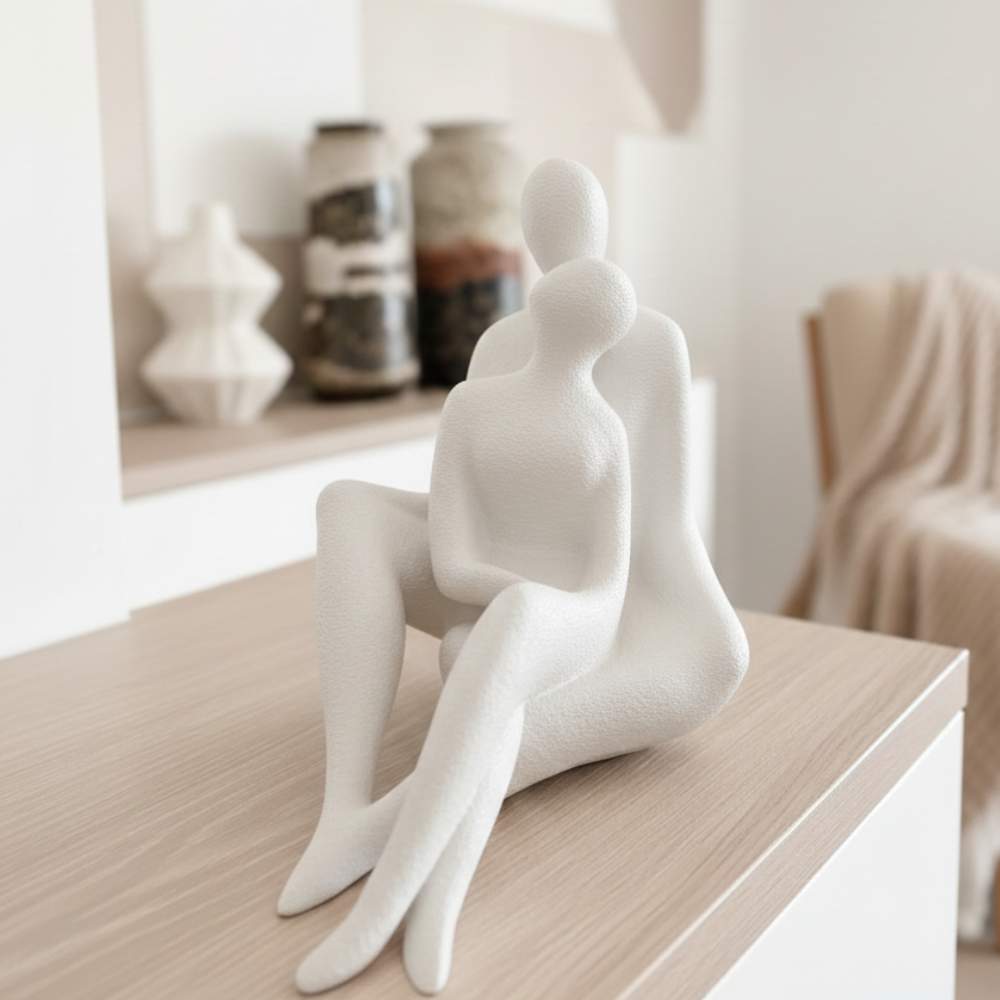 Moskai 3D Printed Couple Sculpture Showpiece – Modern Abstract Home Décor Statue