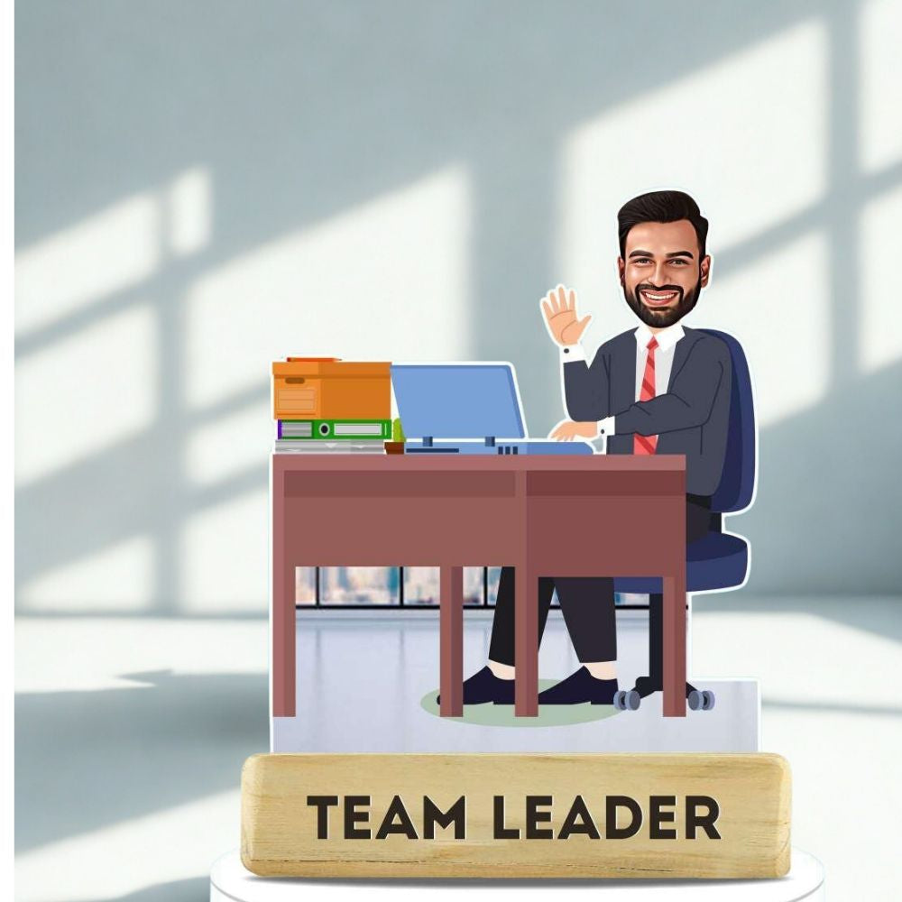 Personalized Best Team Leader Caricature Figurine | Moskai