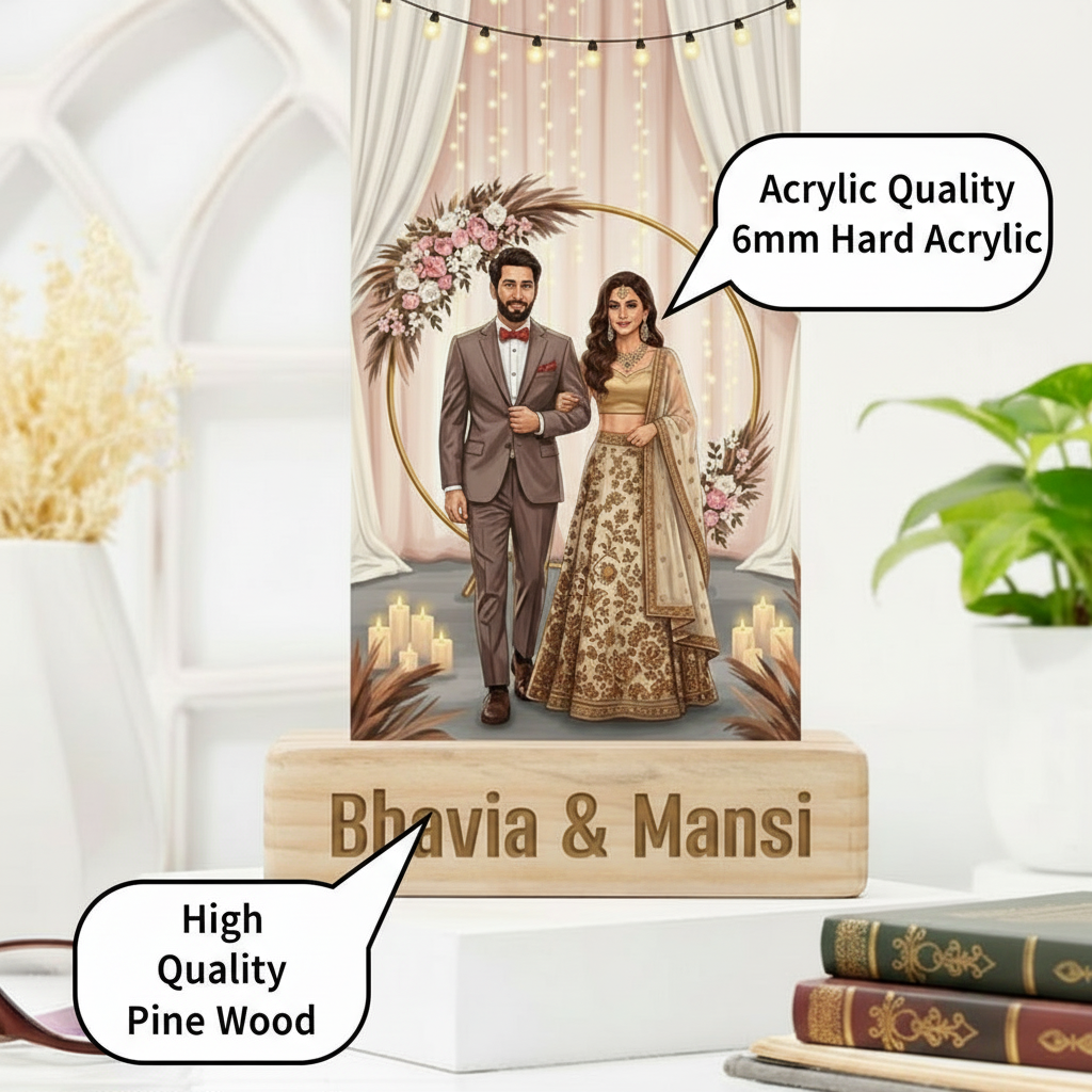 Moskai Personalised Engagement Caricature – Custom Couple Illustration Gift