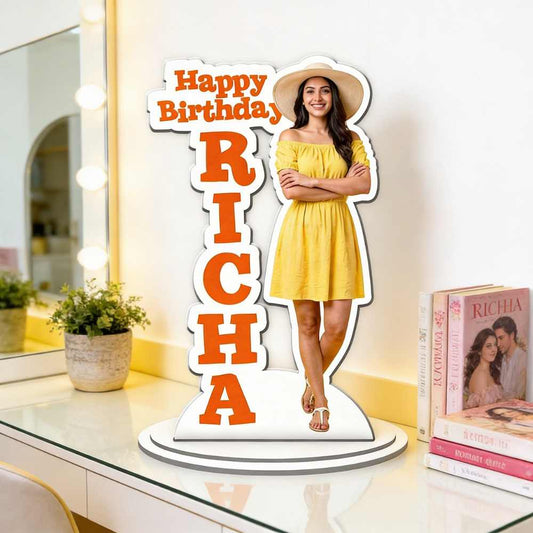 Moskai Happy Birthday Theme Personalised Caricature Standee – Custom Photo Cutout Gift with Name