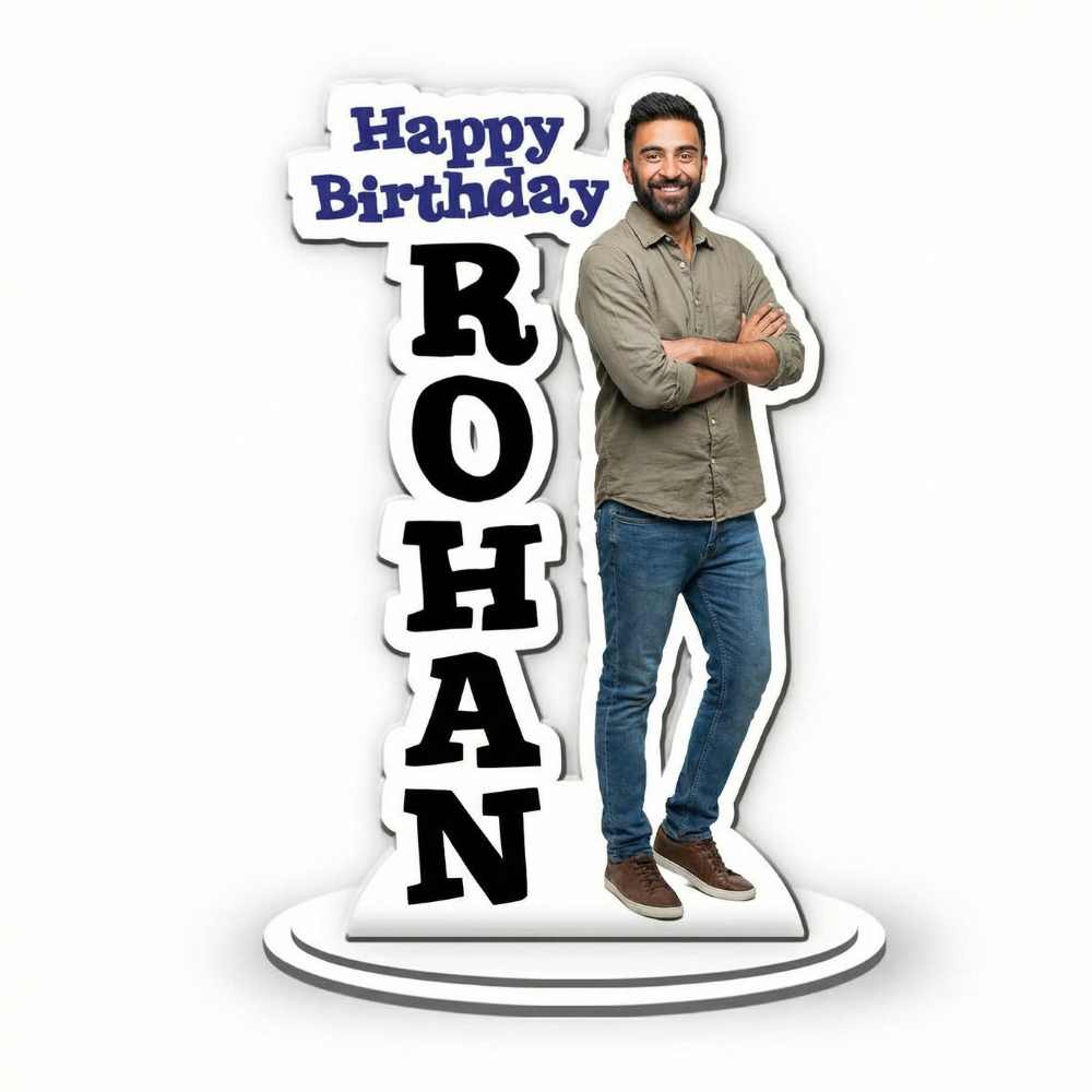 Moskai Happy Birthday for Him Personalised Caricature Standee – Custom Photo Cutout Gift with Name