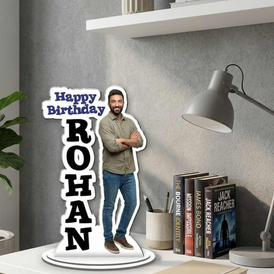 Moskai Happy Birthday for Him Personalised Caricature Standee – Custom Photo Cutout Gift with Name