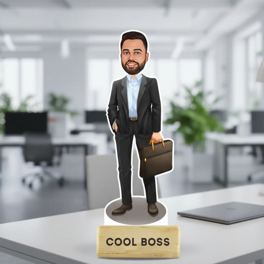 Personalized Boss Caricature Desk Stand | Cool Boss Gift by Moskai