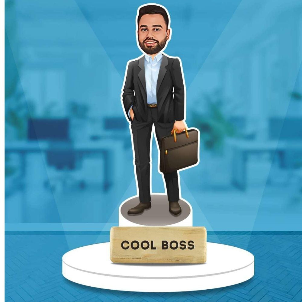 Personalized Boss Caricature Desk Stand | Cool Boss Gift by Moskai