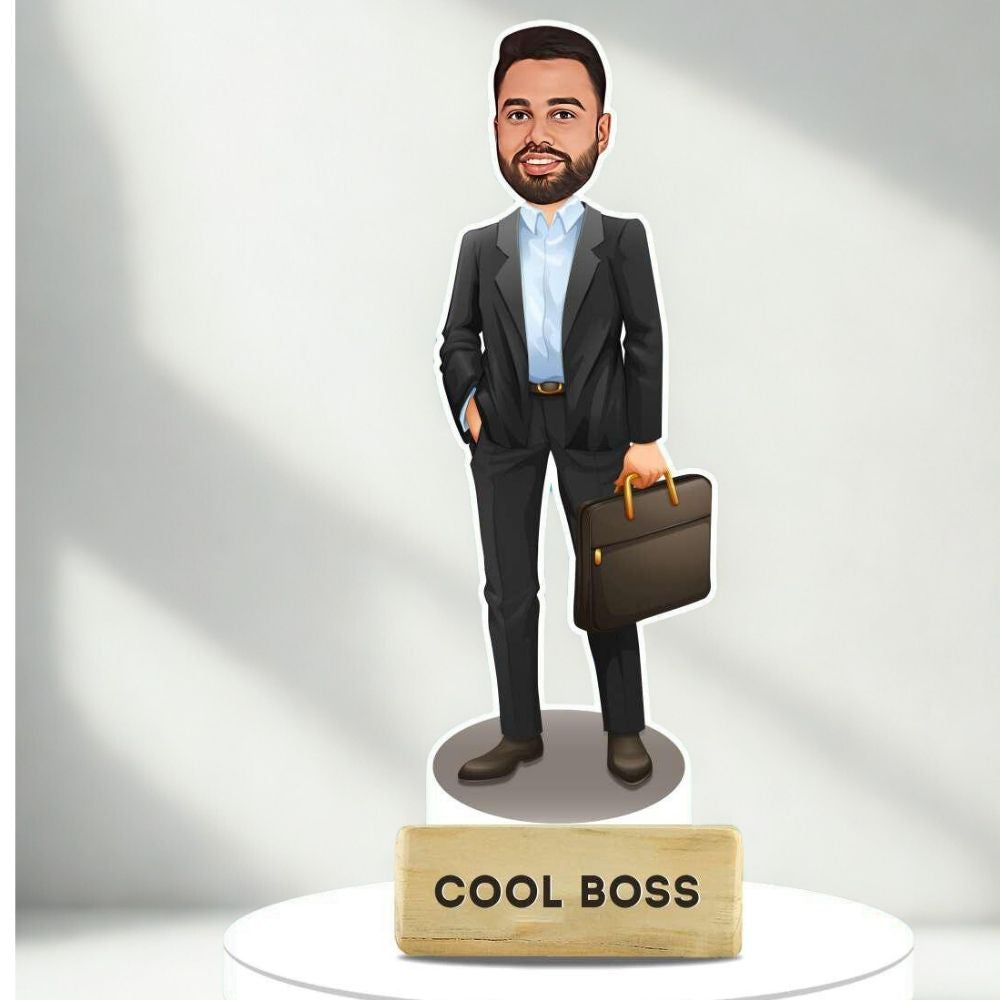 Personalized Boss Caricature Desk Stand | Cool Boss Gift by Moskai