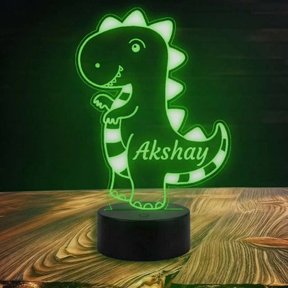 Moskai Personalised Dino LED Lamp with Name – Custom Dinosaur Night Light for Kids Bedroom