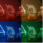 Moskai Personalised Unicorn Theme LED Lamp – Custom Name 3D Illusion Night Light with Multicolor LED Base
