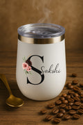 Moskai Personalised White Tumbler for Her – Custom Name Insulated Coffee Tumbler