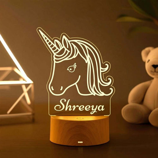 Moskai Personalised Unicorn Theme LED Lamp – Custom Name 3D Illusion Night Light with Multicolor LED Base