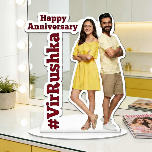 Moskai Happy Anniversary Couple Theme Personalised Caricature Standee – Custom Photo Gift