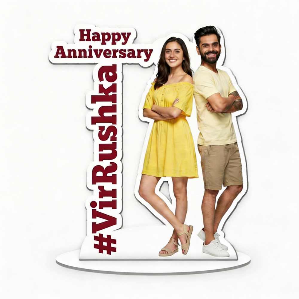 Moskai Happy Anniversary Couple Theme Personalised Caricature Standee – Custom Photo Gift