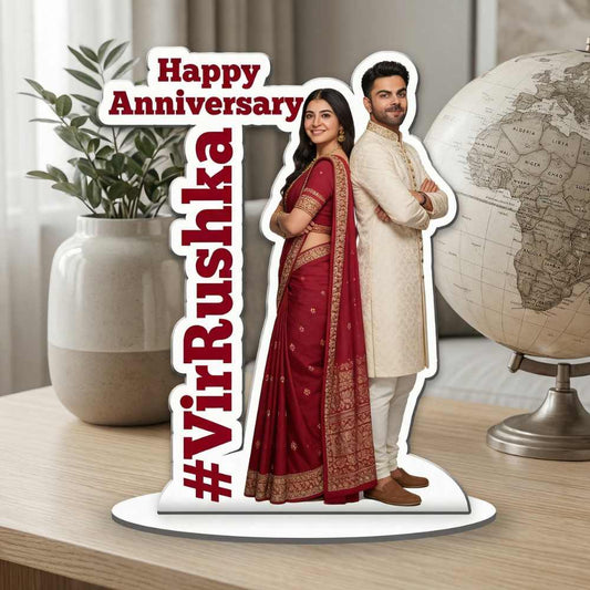 Moskai Happy Anniversary Couple Hashtag Personalised Caricature Standee – Custom Photo Gift