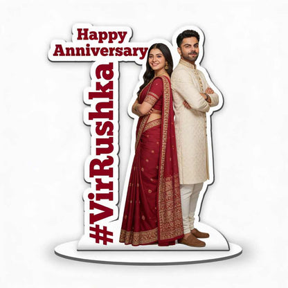 Moskai Happy Anniversary Couple Hashtag Personalised Caricature Standee – Custom Photo Gift