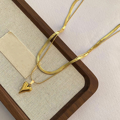 MOSKAI Gold Plated Heart Layered Necklace | Anti Tarnish Jewelry
