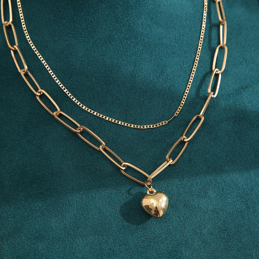 MOSKAI Gold Plated Hearts Inspired Layered Necklace | Anti Tarnish Jewelry