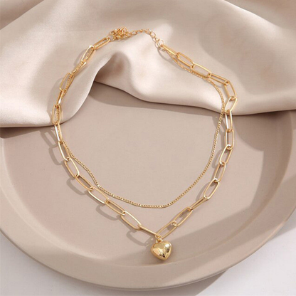 MOSKAI Gold Plated Hearts Inspired Layered Necklace | Anti Tarnish Jewelry