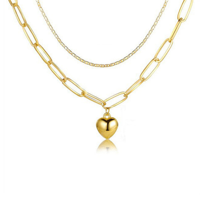 MOSKAI Gold Plated Hearts Inspired Layered Necklace | Anti Tarnish Jewelry