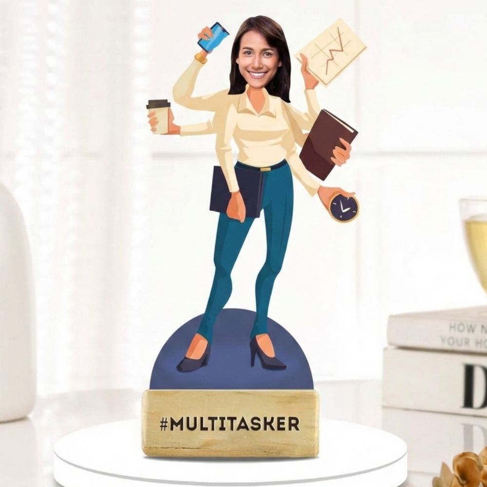 Personalized Multitasker Woman Caricature – Custom Moskai Gift