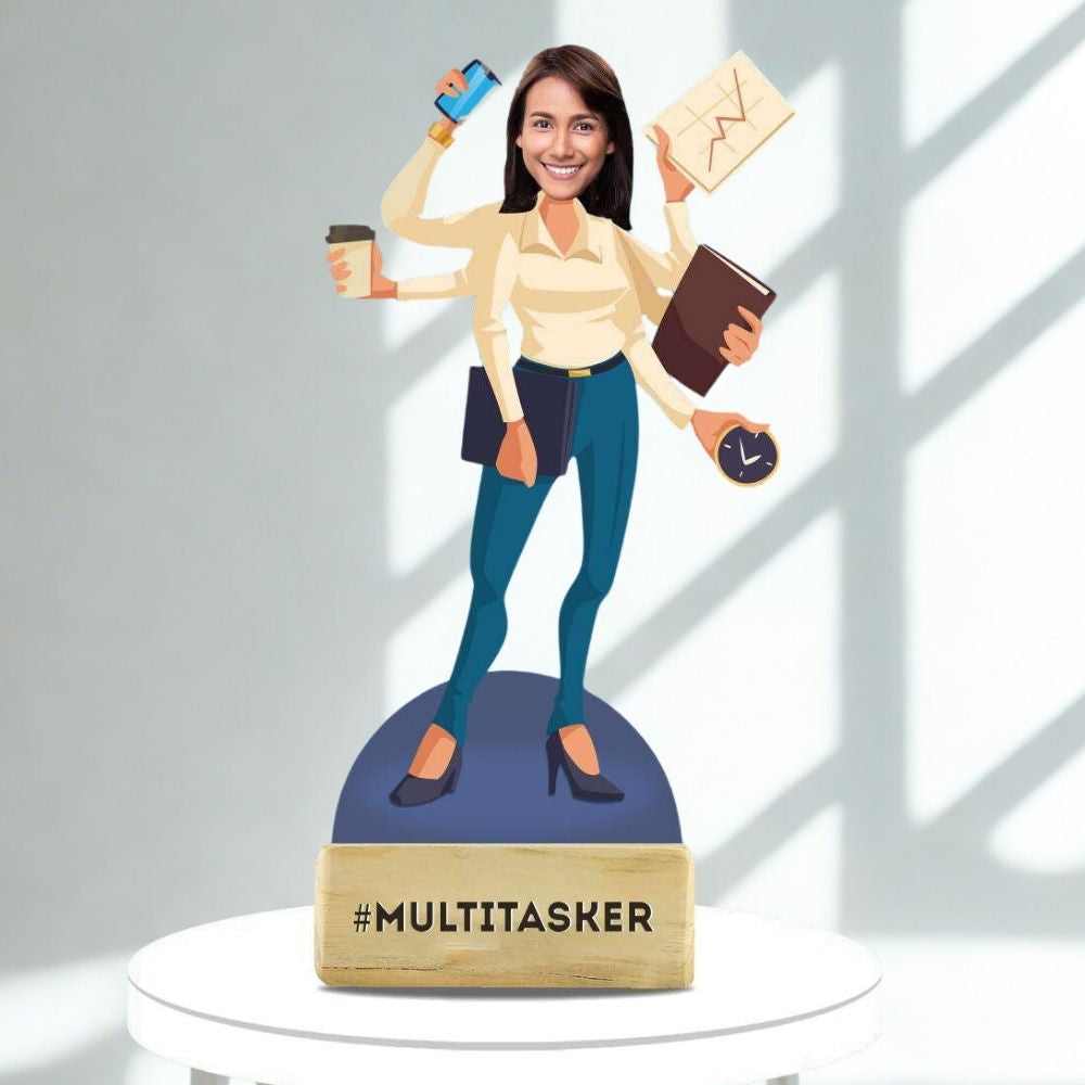 Personalized Multitasker Woman Caricature – Custom Moskai Gift