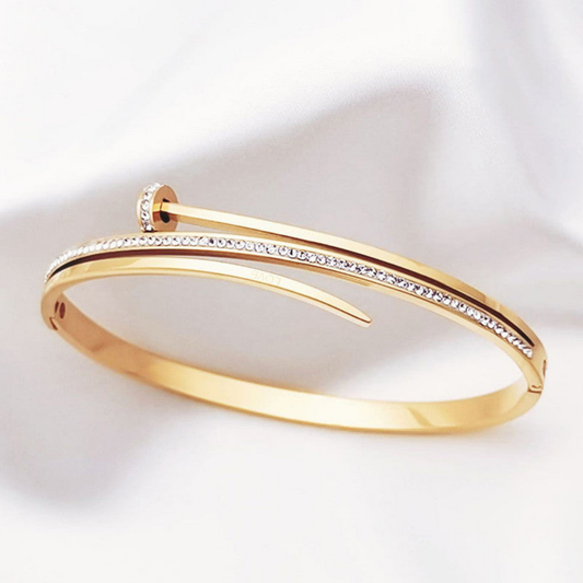 Stainless Steel Bracelet | Gold Plated Nail Design