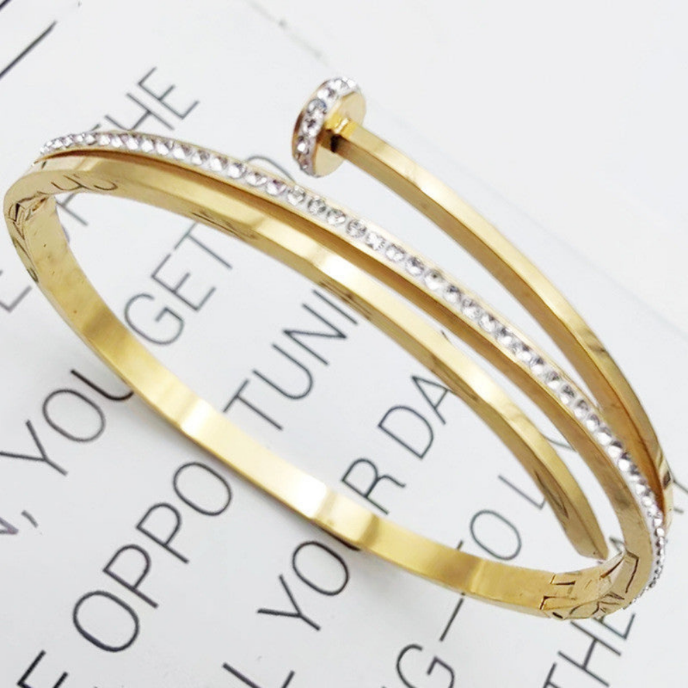 Stainless Steel Bracelet | Gold Plated Nail Design