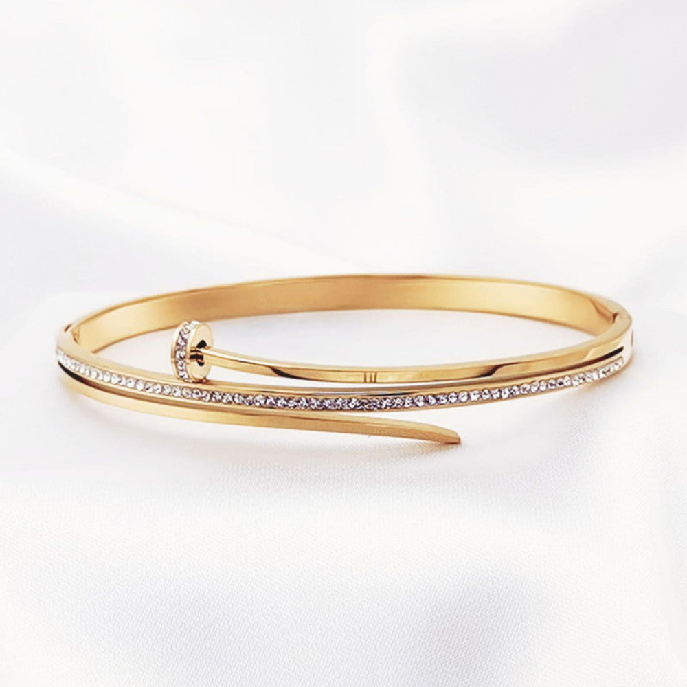 Stainless Steel Bracelet | Gold Plated Nail Design