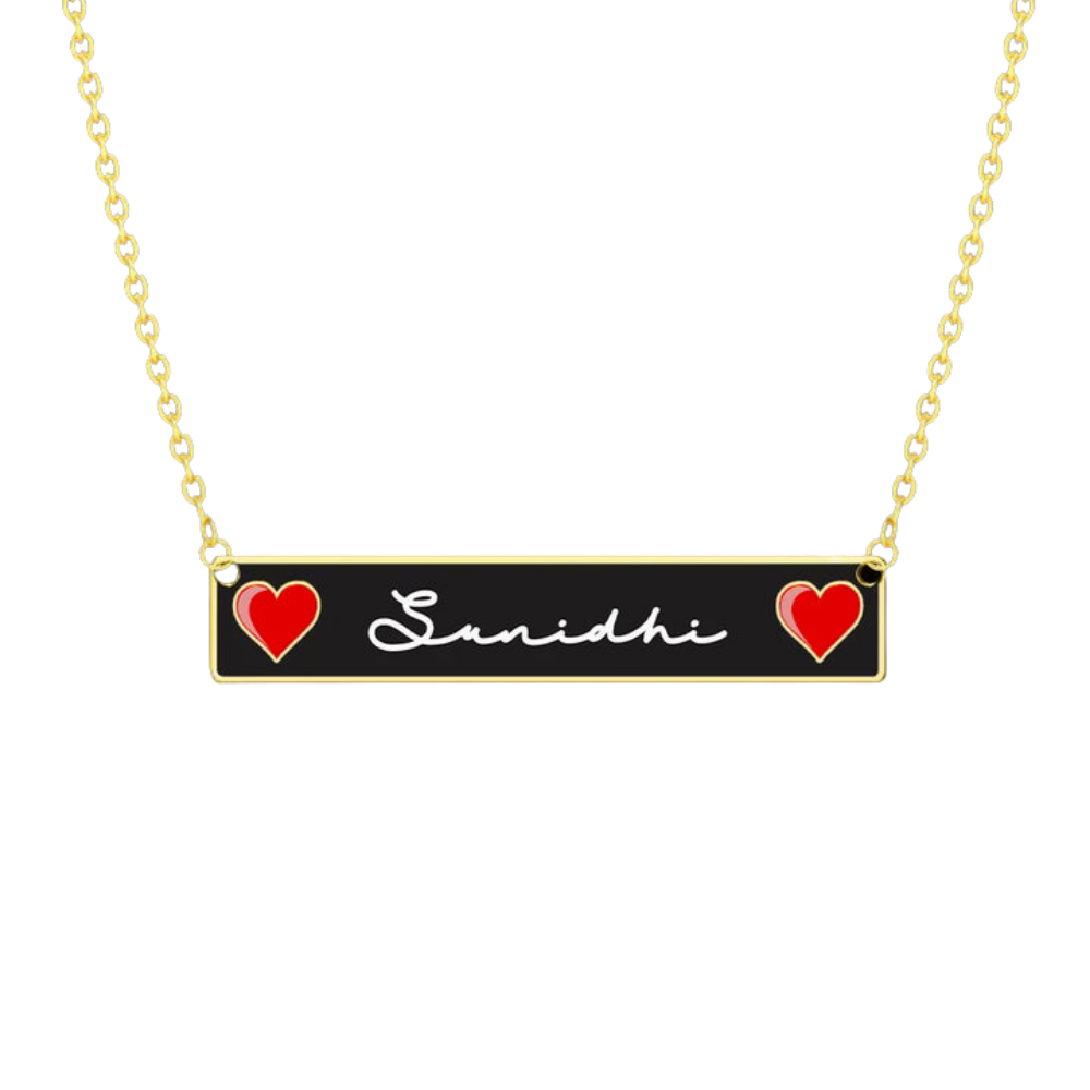 Moskai Personalised Name Hearts Rectangle Pendant | Custom Valentine Pendant