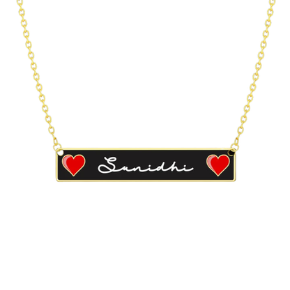 Moskai Personalised Name Hearts Rectangle Pendant | Custom Valentine Pendant