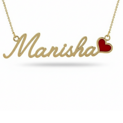 Moskai Personalized Name Enamel Heart Necklace | Valentine Collection