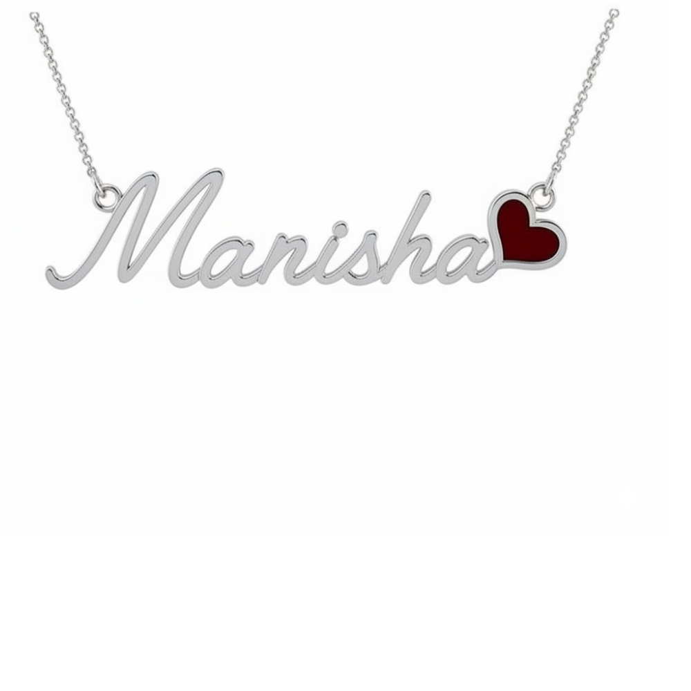 Moskai Personalized Name Enamel Heart Necklace | Valentine Collection