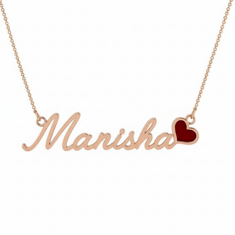 Moskai Personalized Name Enamel Heart Necklace | Valentine Collection