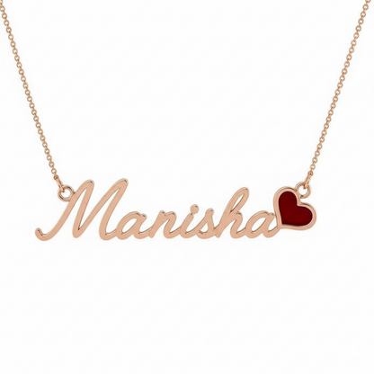 Moskai Personalized Name Enamel Heart Necklace | Valentine Collection