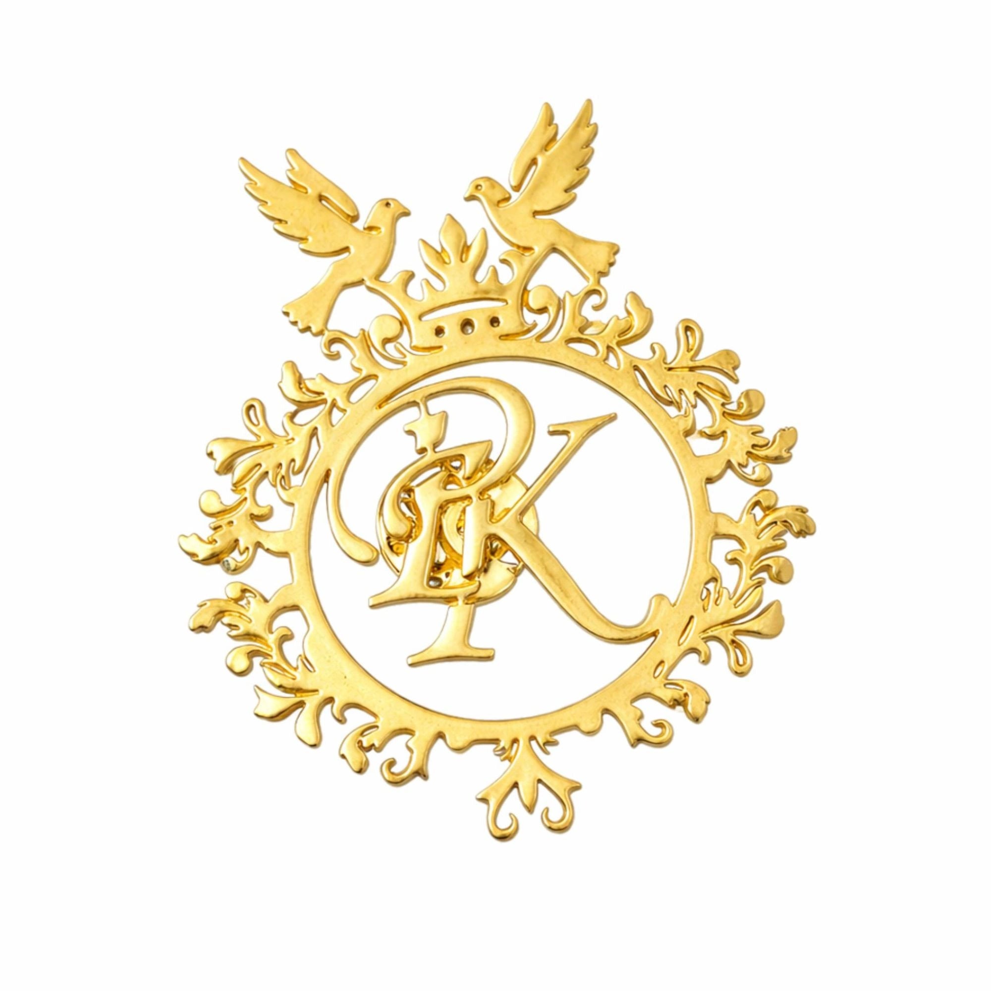 Personalized Initial Name Brooch - Custom Royal Monogram Lapel Pin for Grooms, Weddings & Luxury Formal Wear