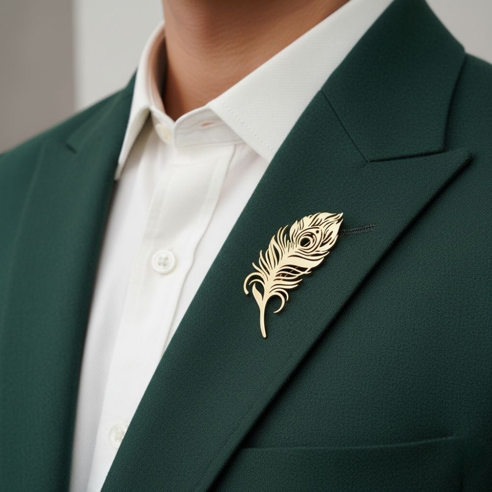 Moskai Peacock Grace Brooch Pin | Elegant Wedding & Festive Accessory | Premium Enamel Finish