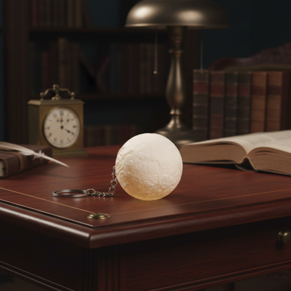 Personalised LED 3D Moon Keychain | Custom Name & Photo | Eco-Friendly 3D Printed Gift