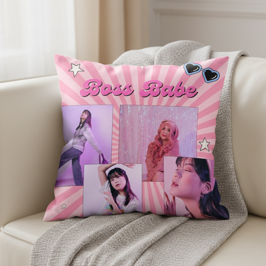 MOSKAI | Personalized Boss Babe Photo Cushion | Custom Girl Power Pillow