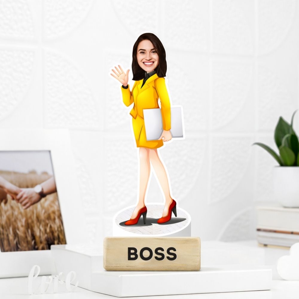 Personalized Boss Woman Caricature Desk Stand | Malkin by Moskai