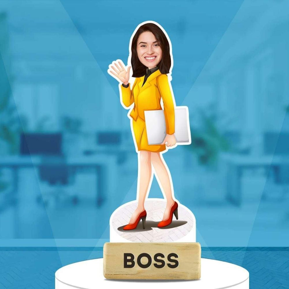 Personalized Boss Woman Caricature Desk Stand | Malkin by Moskai