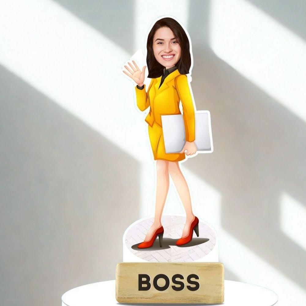 Personalized Boss Woman Caricature Desk Stand | Malkin by Moskai