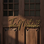 Customised Family Metal Nameplate - Designer Script Surname Door Sign 7 x 18 Inches
