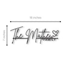 Customised Family Metal Nameplate - Designer Script Surname Door Sign 7 x 18 Inches