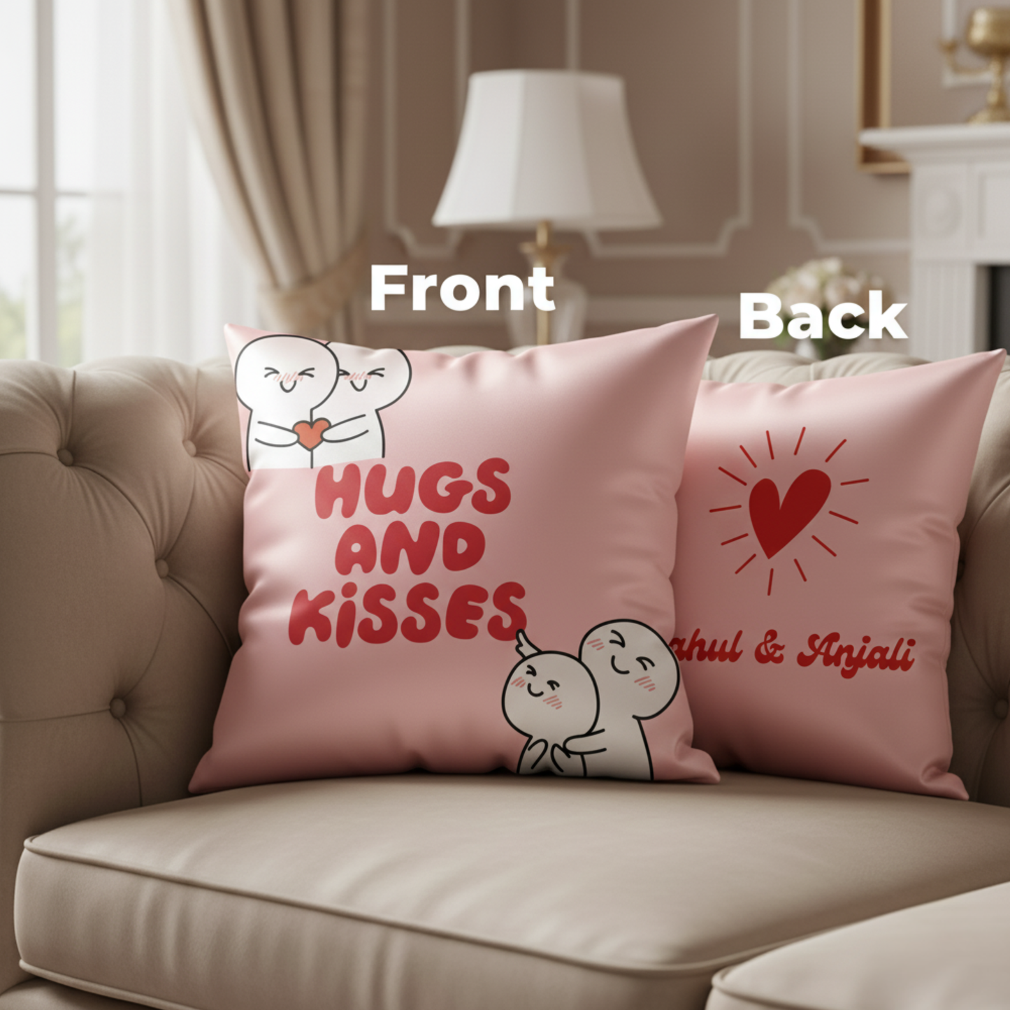 MOSKAI | Personalized Hugs & Kisses Photo Cushion