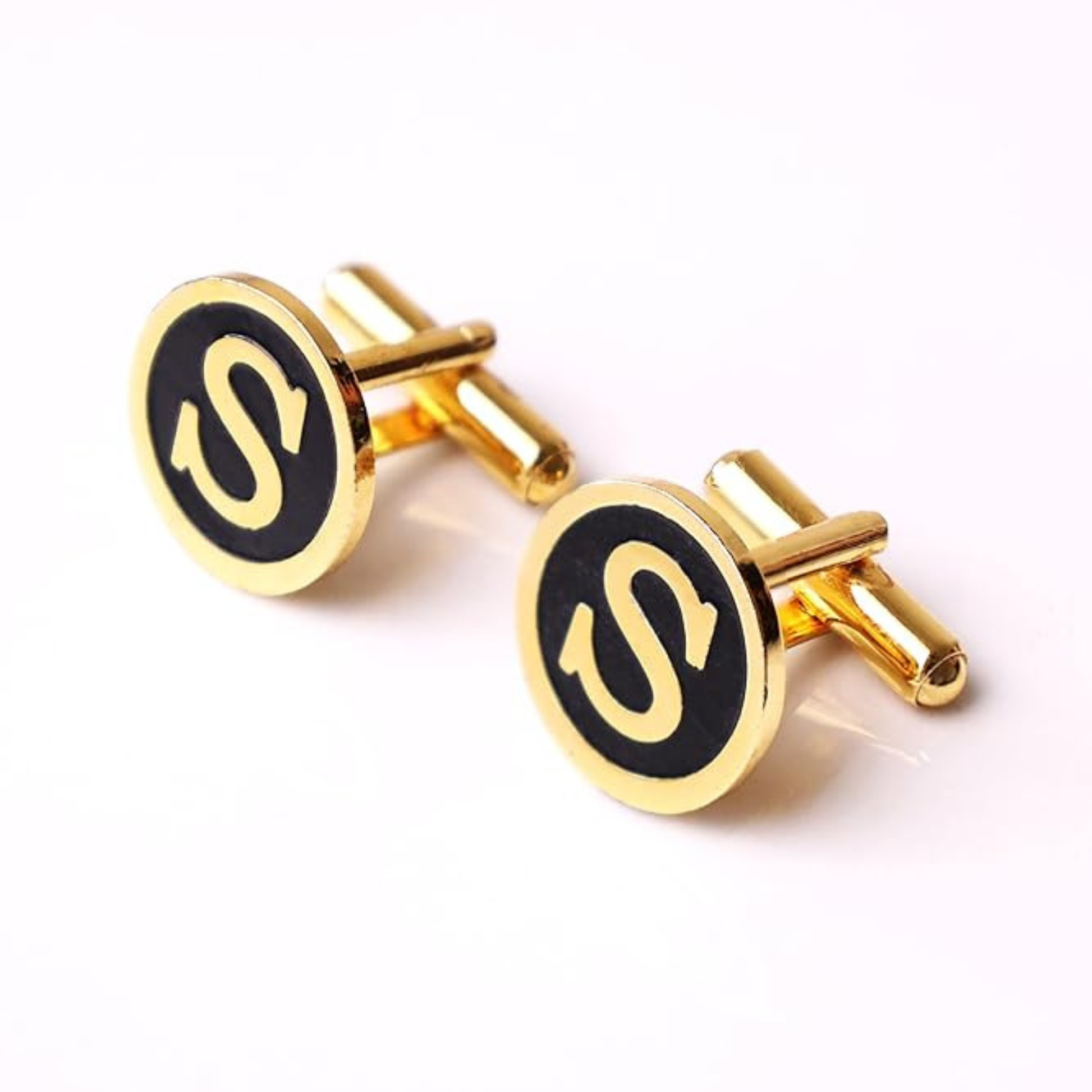 personalised gold enamel cufflinks with custom initials for men