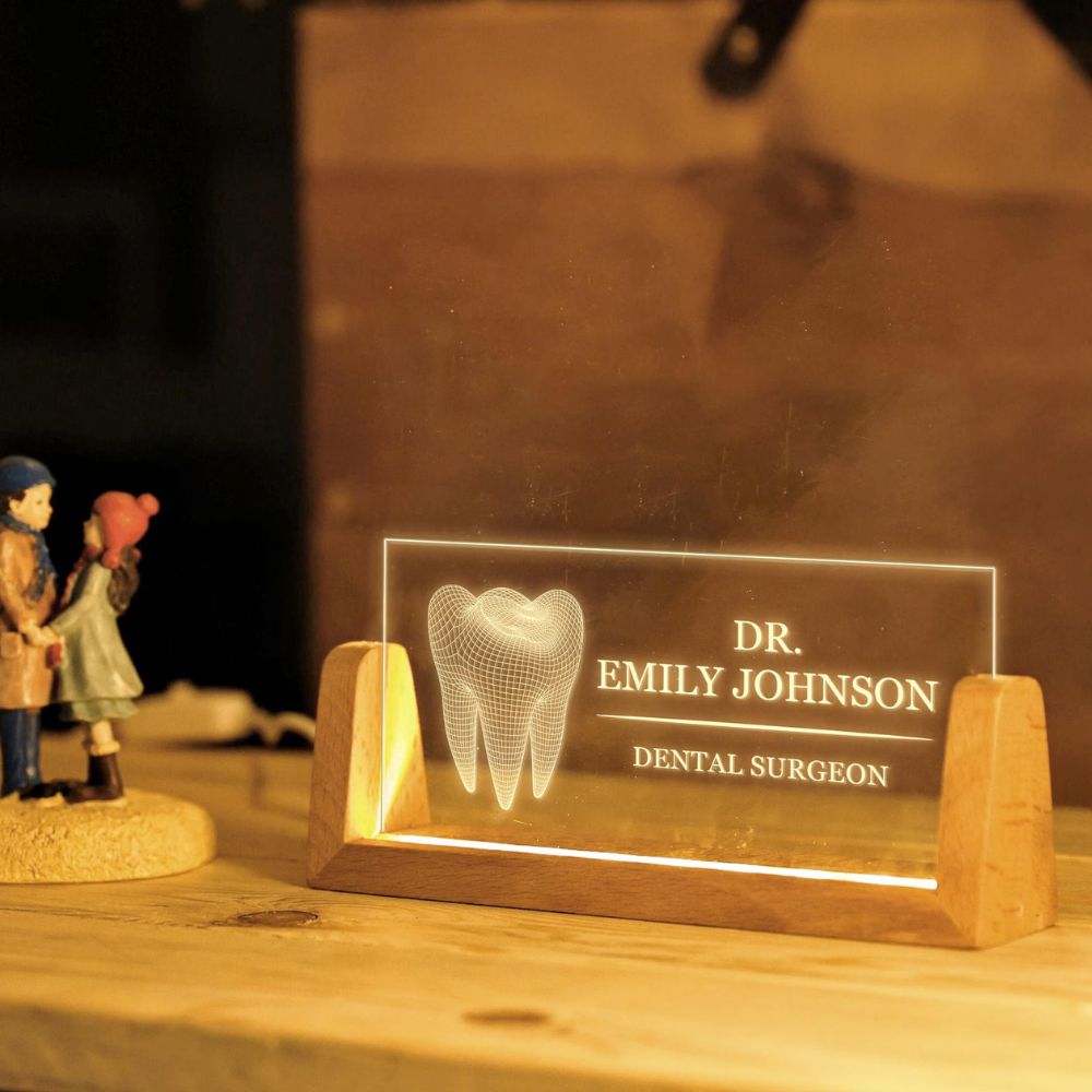 Moskai Personalised LED Desk Nameplate for Dentist with Custom Name