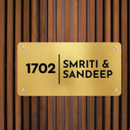 Personalised Metal Door Nameplate for Home – Customised House Name Plate with Flat Number 4x12 Inches