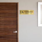 Professional Personalized Metal Nameplate for Chartered Accountants - Premium Office Door Sign 3 x 12 Inches